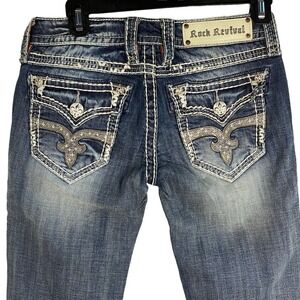 Rock Revival Jeans Women's Embellished Pockets Dark Wash Denim Skinny‎ Jeans